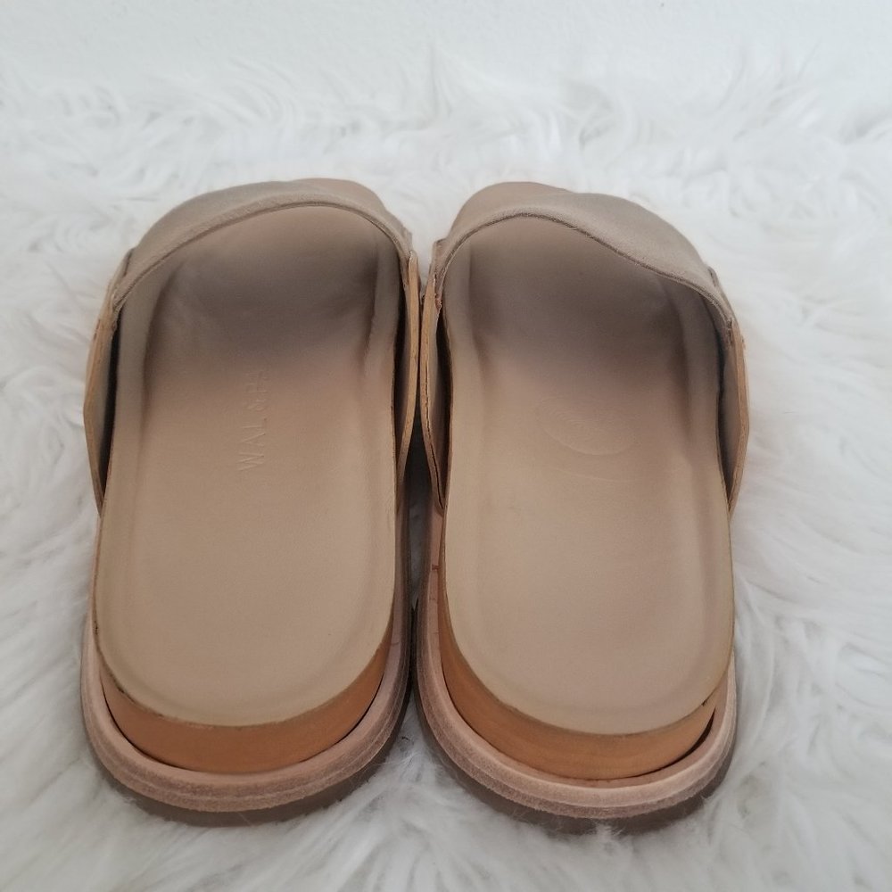 Stacked Leather Slide Sandals - Tan - Picture 5 of 10